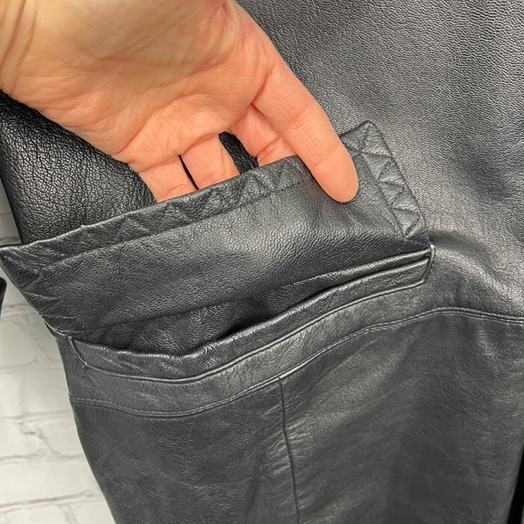 |•REAL SEAL STATE OF OKLAHOMA•| 100% Leather Vintage Trench Coat Size Large - Picture 7 of 12